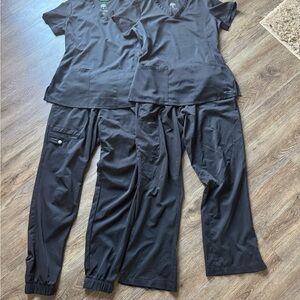2 full sets of Healing Hands Black Women's Scrubs